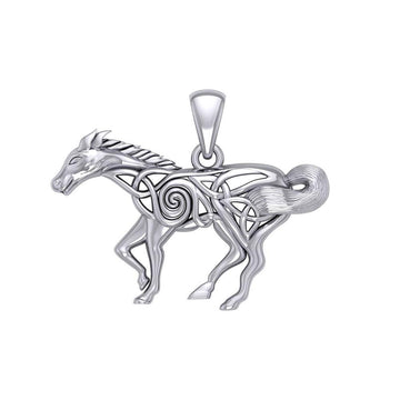 Celtic Running Horse Silver Pendant TPD5861 - Jewelry